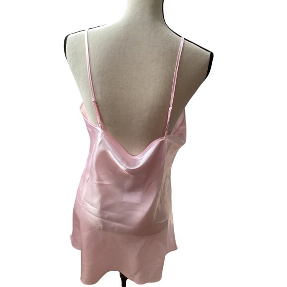 Pink Satin & Lace Chemise Nightgown*Med**Sissy*Femboy*Adj Straps*Bow Accent*NWT - Picture 2 of 9